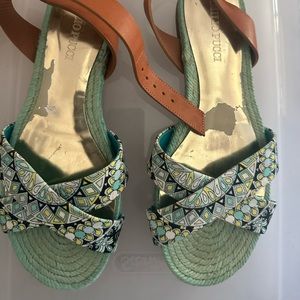 Authentic Emilio Pucci cloth and leather sandal size 39